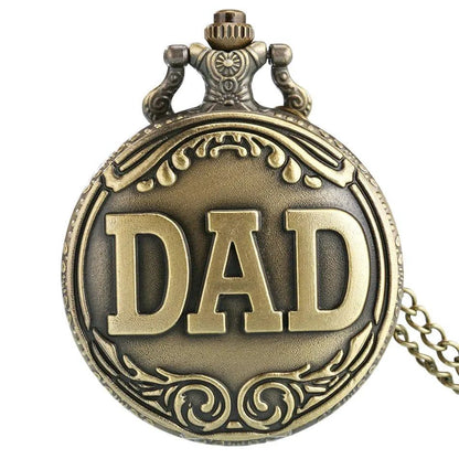 Vintage Bronze Dad Carving Fashion Quartz Pocket Watch - Perfect Father's Day Gift - Home Fads 