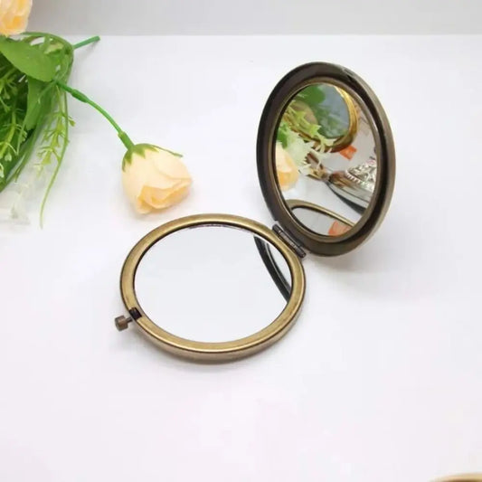 Vintage Double-Sided Folding Pocket Mirror – Mini Hollow Floral Metal Makeup Mirror - Home Fads 
