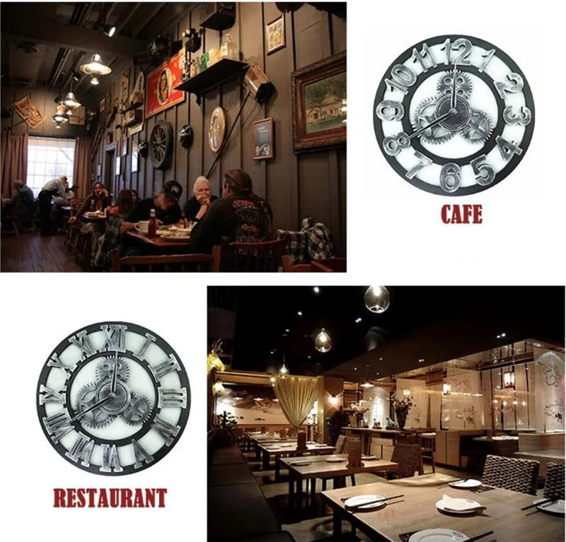 Vintage Industrial Style Wall Clock - European Wood Home Decor for Living Room, Office, and Bar (30cm/40cm) - Antique Style, Loudspeaker Mute - Home Fads 