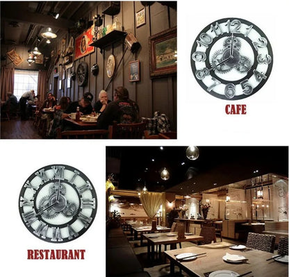 Vintage Industrial Style Wall Clock - European Wood Home Decor for Living Room, Office, and Bar (30cm/40cm) - Antique Style, Loudspeaker Mute - Home Fads 