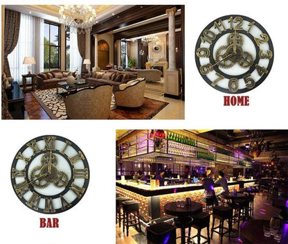 Vintage Industrial Style Wall Clock - European Wood Home Decor for Living Room, Office, and Bar (30cm/40cm) - Antique Style, Loudspeaker Mute - Home Fads 