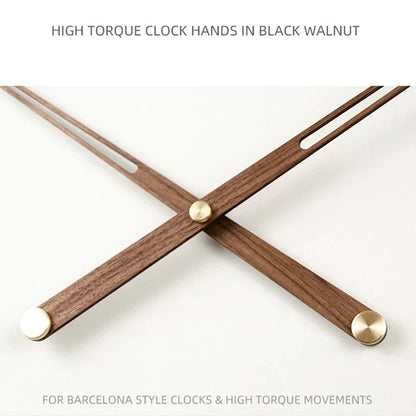 Walnut Solid Wood Clock Hands – Large Torque Quartz Movement with Brass Center for Wall Clocks, Quiet and Durable Design - Home Fads 