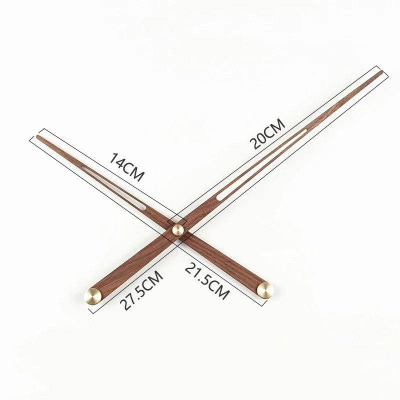 Walnut Solid Wood Clock Hands – Large Torque Quartz Movement with Brass Center for Wall Clocks, Quiet and Durable Design - Home Fads 