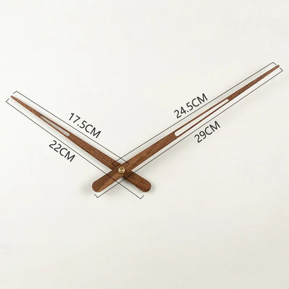 Walnut Solid Wood Clock Hands – Large Torque Quartz Movement with Brass Center for Wall Clocks, Quiet and Durable Design - Home Fads 