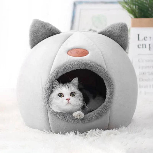 Warm Short Plush Pet Tent: Cozy House for Small Dogs and Cats - Comfortable Cave Bed with Removable Washable Cushion - Home Fads 