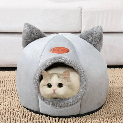 Warm Short Plush Pet Tent: Cozy House for Small Dogs and Cats - Comfortable Cave Bed with Removable Washable Cushion - Home Fads 