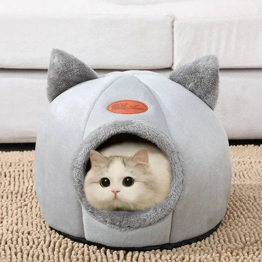 Warm Short Plush Pet Tent: Cozy House for Small Dogs and Cats - Comfortable Cave Bed with Removable Washable Cushion - Home Fads 