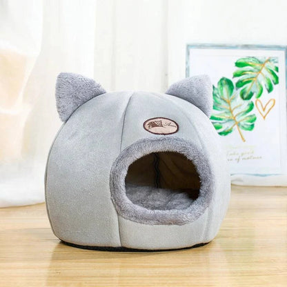Warm Short Plush Pet Tent: Cozy House for Small Dogs and Cats - Comfortable Cave Bed with Removable Washable Cushion - Home Fads 