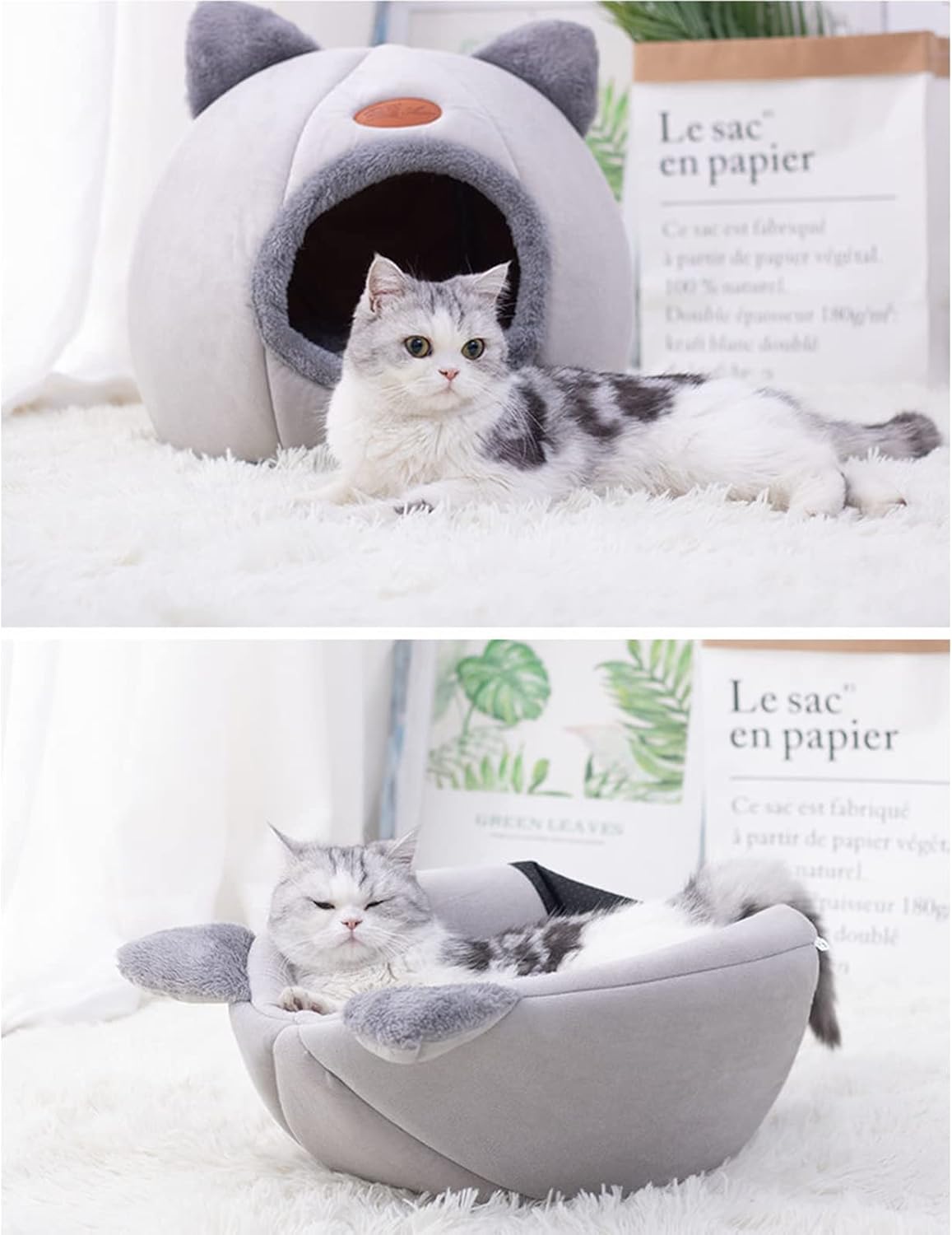 Warm Short Plush Pet Tent: Cozy House for Small Dogs and Cats - Comfortable Cave Bed with Removable Washable Cushion - Home Fads 