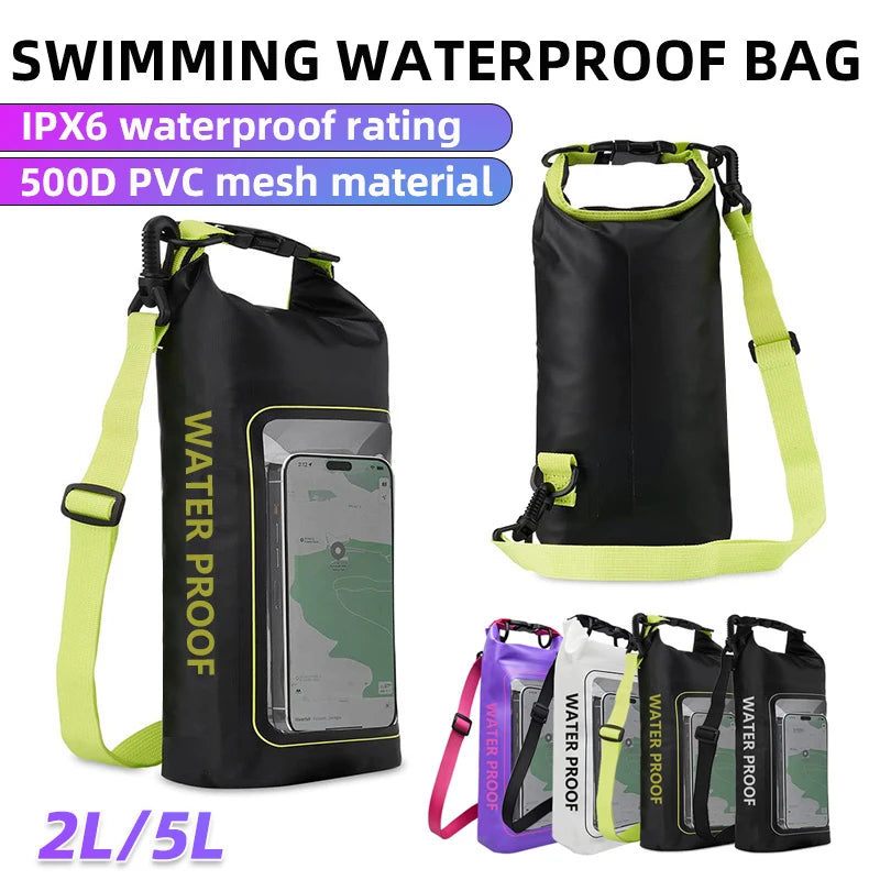 Waterproof PVC Dry Bag – 2L/5L Floating Storage with Phone Holder & Strap for Trekking, Boating, Rafting & Water Sports - Home Fads 