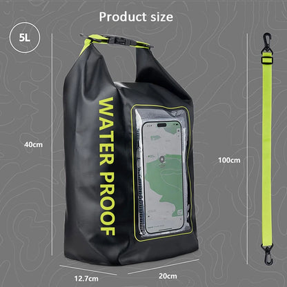 Waterproof PVC Dry Bag – 2L/5L Floating Storage with Phone Holder & Strap for Trekking, Boating, Rafting & Water Sports - Home Fads 