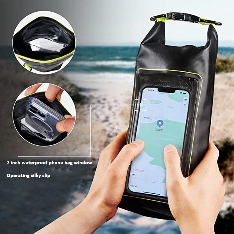 Waterproof PVC Dry Bag – 2L/5L Floating Storage with Phone Holder & Strap for Trekking, Boating, Rafting & Water Sports - Home Fads 