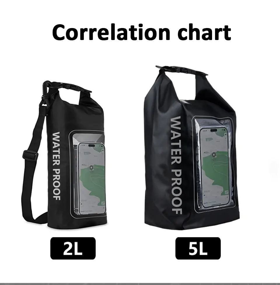 Waterproof PVC Dry Bag – 2L/5L Floating Storage with Phone Holder & Strap for Trekking, Boating, Rafting & Water Sports - Home Fads 
