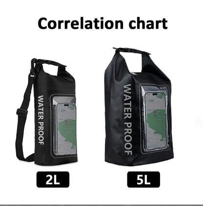 Waterproof PVC Dry Bag – 2L/5L Floating Storage with Phone Holder & Strap for Trekking, Boating, Rafting & Water Sports - Home Fads 