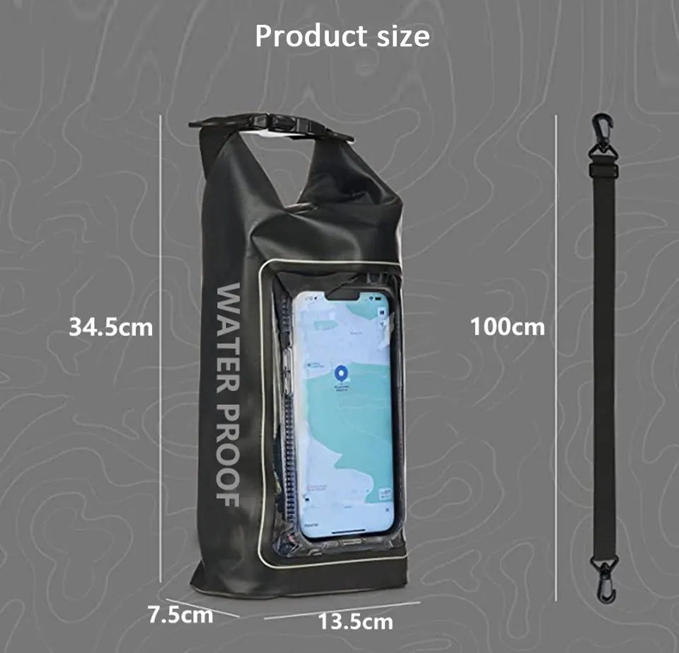 Waterproof PVC Dry Bag – 2L/5L Floating Storage with Phone Holder & Strap for Trekking, Boating, Rafting & Water Sports - Home Fads 