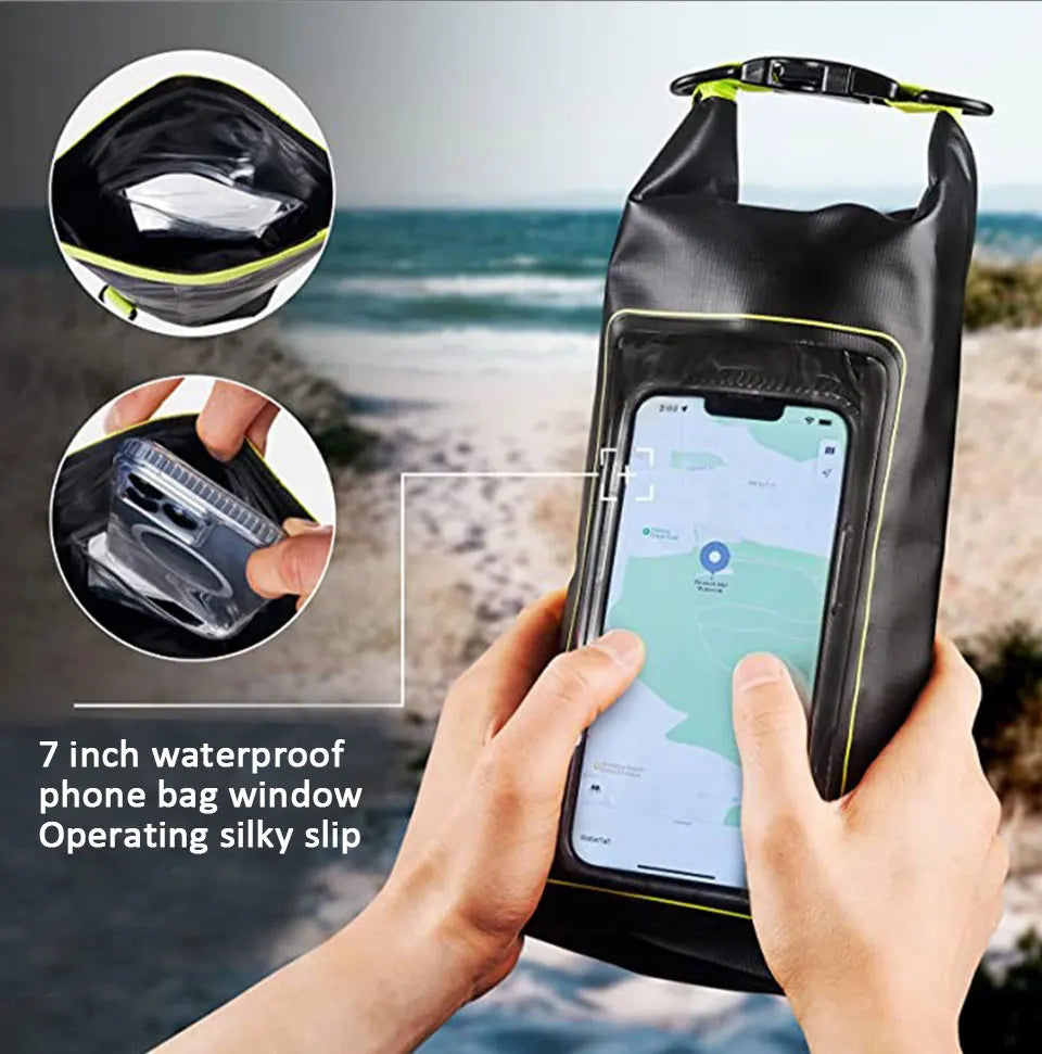 Waterproof PVC Dry Bag – 2L/5L Floating Storage with Phone Holder & Strap for Trekking, Boating, Rafting & Water Sports - Home Fads 