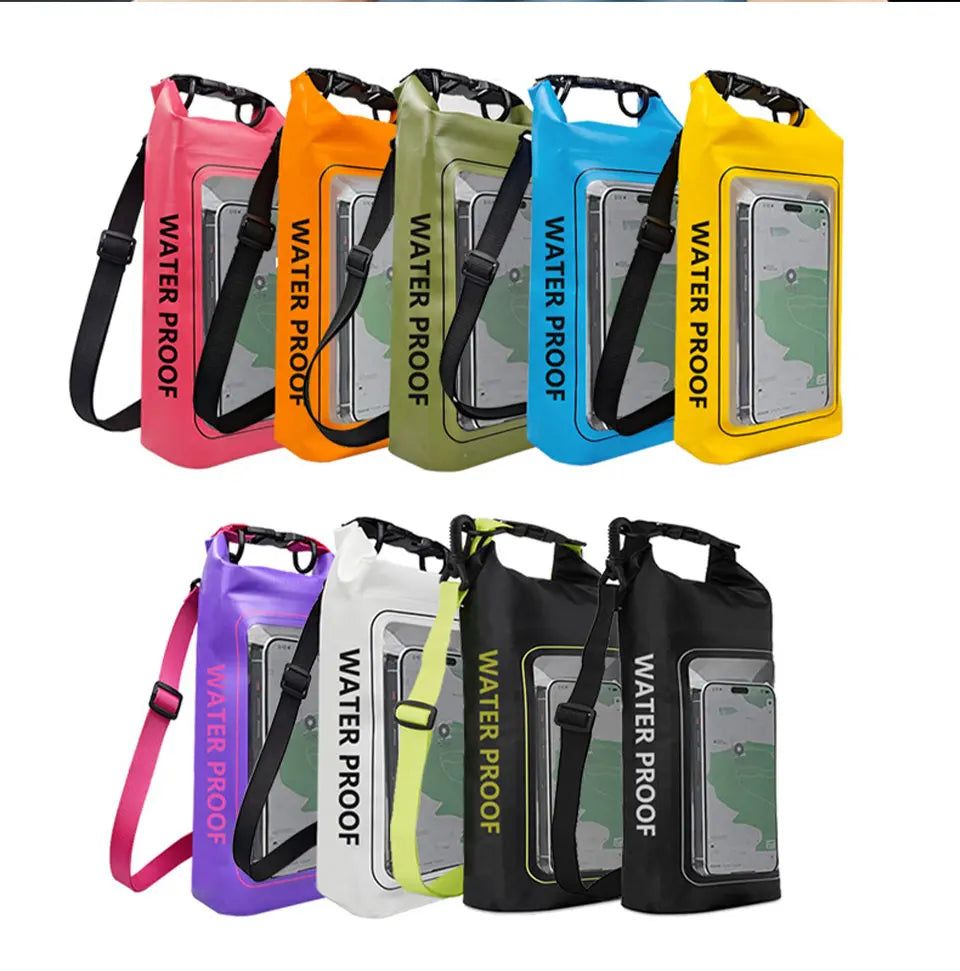 Waterproof PVC Dry Bag – 2L/5L Floating Storage with Phone Holder & Strap for Trekking, Boating, Rafting & Water Sports - Home Fads 