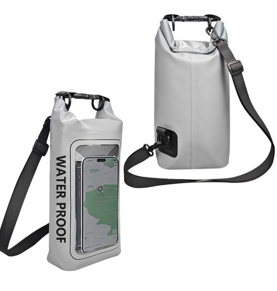 Sac étanche en PVC – Rangement flottant 2 L/5 L avec support de téléphone et sangle pour la randonnée, le bateau, le rafting et les sports nautiques