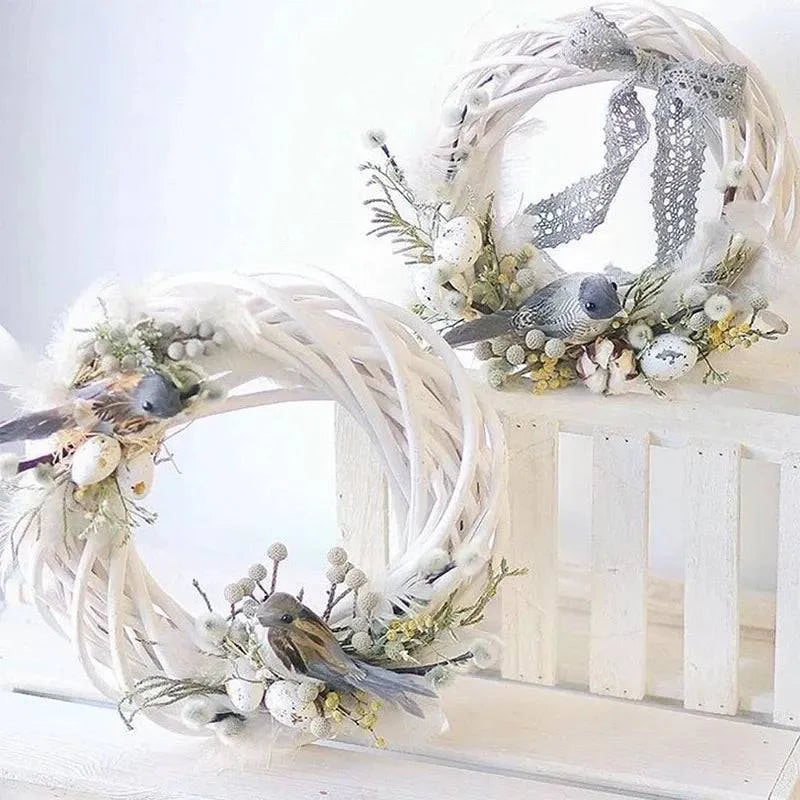 White Rattan Wreath Ring – DIY Craft Base for Home Décor, Gifts, and Seasonal Celebrations (10, 20, 25, 30 cm) - Home Fads 