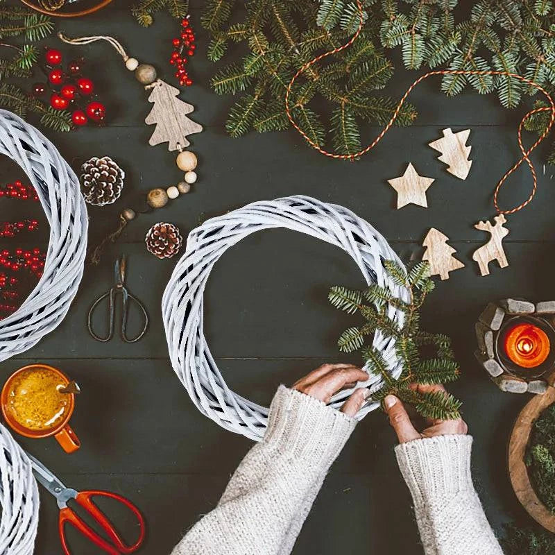 White Rattan Wreath Ring – DIY Craft Base for Home Décor, Gifts, and Seasonal Celebrations (10, 20, 25, 30 cm) - Home Fads 