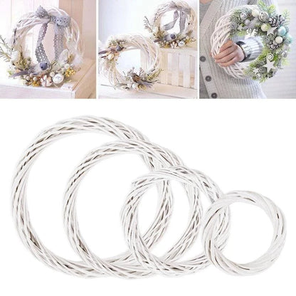 White Rattan Wreath Ring – DIY Craft Base for Home Décor, Gifts, and Seasonal Celebrations (10, 20, 25, 30 cm) - Home Fads 