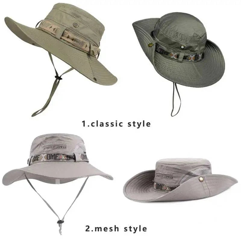 Wide Brim UV Protection Waterproof Bucket Hats for Men & Women - Perfect for Hiking, Fishing, Gardening, & Beach - Mesh & Solid Designs Available - Home Fads 