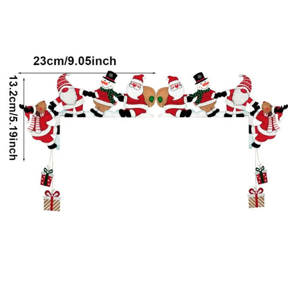 Wooden Holiday Door Frame Décor – Santa, Snowman, and Reindeer Design – Festive Wooden Pendant for Home, Party, and Seasonal Decoration - Home Fads 