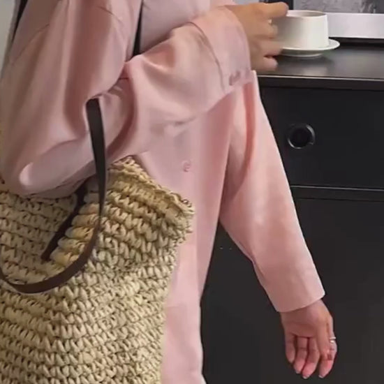 Exquisite Handwoven Straw Tote Bag - Stylish and Spacious Shoulder Handbag for Women - Perfect for Summer Beach Outings and Casual Shopping - Home Fads