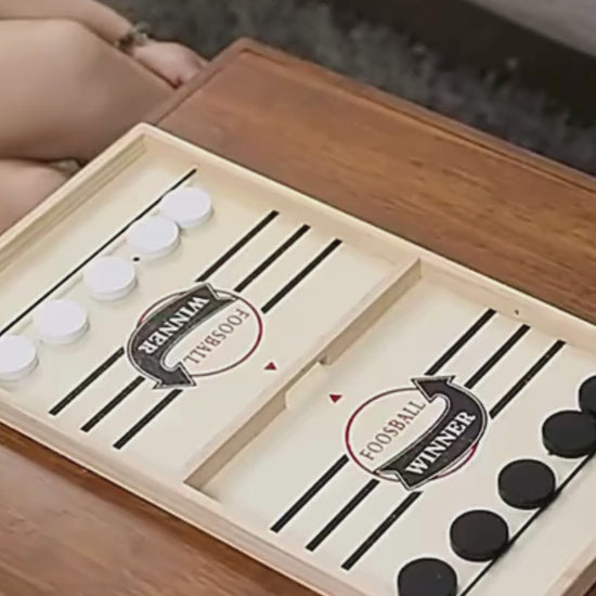 Premium Foldable Wooden Foosball Puck Table Hockey - Catapult Chess Board Game for All Ages - Home Fads