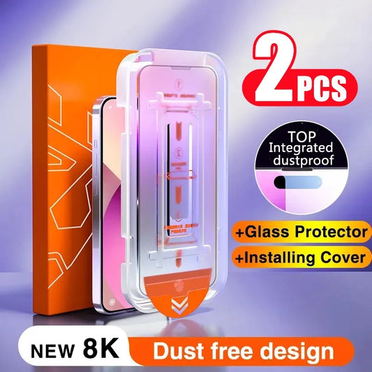 8K Oleophobic Coating Tempered Glass Screen Protector for iPhone - Superior Scratch and Shatter Defense - Dust-Free Installation - Clear or Anti-Spy