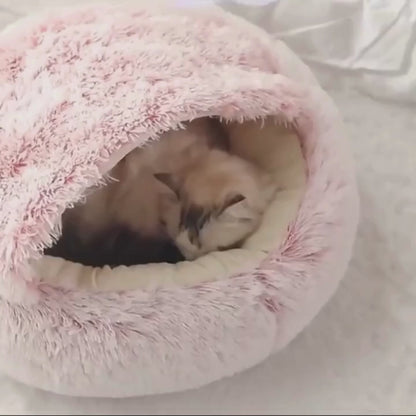 Cozy 2-in-1 Plush Pet Bed for Cats and Small Dogs - Warm Round Nest Cave with Removable Cover - Home Fads