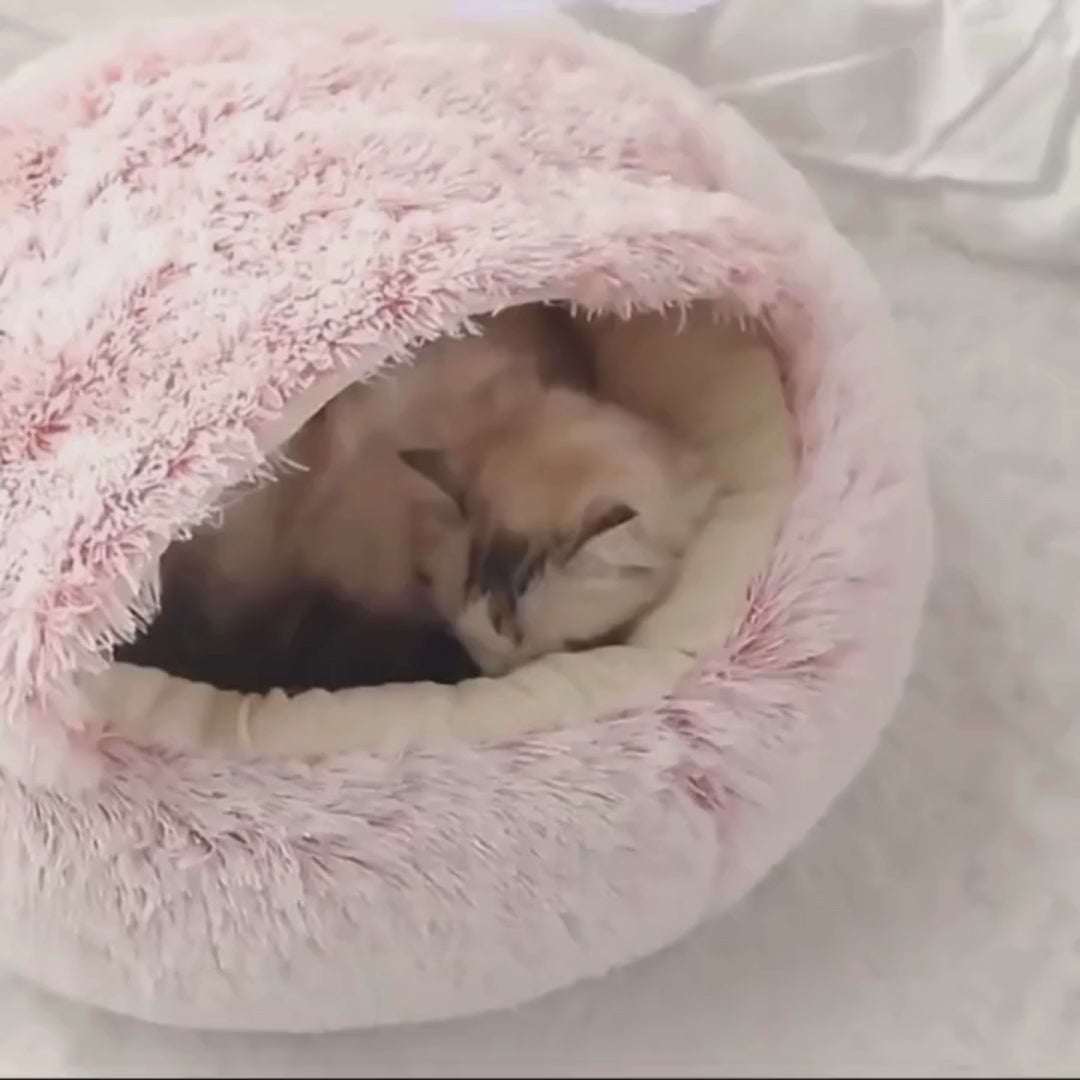 Cozy 2-in-1 Plush Pet Bed for Cats and Small Dogs - Warm Round Nest Cave with Removable Cover - Home Fads