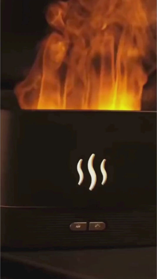 LED Flame Aromatherapy Humidifier - USB Powered Ultrasonic Air Humidifier with Colorful LED Lighting - Home Fads