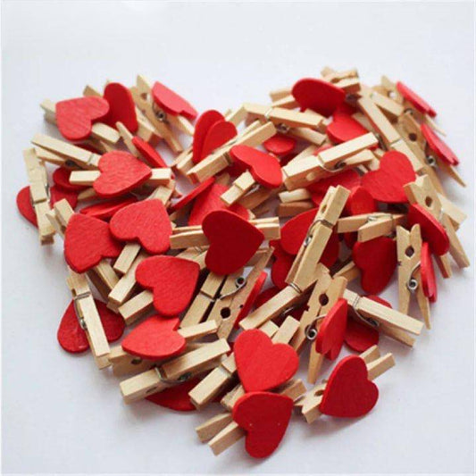 50pcs Mini Wooden Heart Clothespins Clips for Photos, Postcards, and Home Decor - Ideal for Valentine's Day and Various Occasions - Home Fads